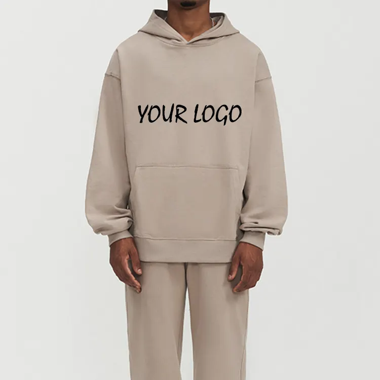 Özel Logo kış kalın boy baskısız kapşonlu üst ağır ağırlık % 100% pamuk 360 gsm polar erkek Hoodies