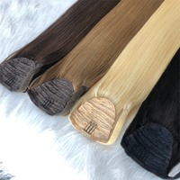 Queue de cheval en cheveux humains vierges lisses en soie, vente en gros, personnalisation acceptée