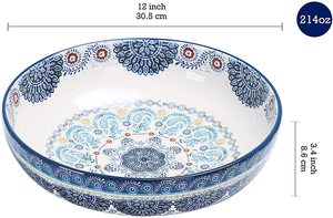 Bol à pâtes en céramique Talavera bleu de 8 pouces pour pâtes, salade, micro-ondes et lave-vaisselle - Product Image 4