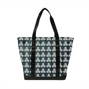 Chất lượng cao sọc Polyester Tote Túi với dây kéo đóng cửa tùy chỉnh in kỹ thuật số & thăng hoa trống tráng - Product Image 1