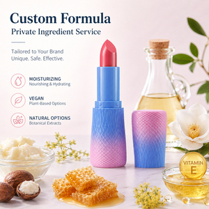 ลิปสติกเนื้อฝ้ายไล่สีแบบกำหนดเอง แบรนด์ส่วนตัว พร้อมโลโก้สีชมพูฟ้า  ตลับลิปสติกแบบมีเท็กซ์เจอร์  เนื้อแมทกำมะหยี่ ติดทนนาน  วีแกน รับผลิตแบบ OEM - Product Image 5