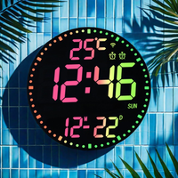 Horloge murale numérique LED contrôlée par application WiFi avec lumière RVB - Réveil multifonctionnel