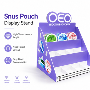 Expositor de cigarrillos de mostrador personalizado, estante acrílico para tabaco Snus con 3 niveles, soporte para bolsas de Snus para tienda de tabaco - Product Image 4