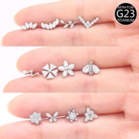 Valentines Gift Fine Stud Earrings Wholesale Cubic Zircon Fashion Stud G23 Titanium Body Piercing Jewelry Nose Rings for Women