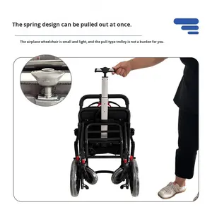 LEIHU kursi roda lipat ringan portabel, untuk orang tua perjalanan pesawat menggunakan perlengkapan terapi rehabilitasi - Product Image 4