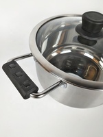 Casserole en acier inoxydable avec couvercle, double poignée, pot à soupe en métal