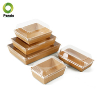 Boîtes à sandwich et à sushi jetables en papier en gros, impression de logo personnalisée pour l'emballage de salades, desserts et plats à emporter