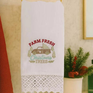 Serviette de table rustique en coton et lin, motif sapin de Noël, pour invités, décoration festive pour la maison, la cuisine et la salle de bain - Product Image 1