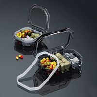 Organisateur de pilules de voyage portable à 4 compartiments, étui à médicaments quotidien en plastique anti-humidité pour vitamines et huile de poisson, format pochette