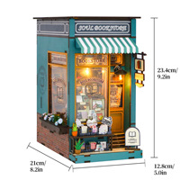 Kit de construction de bibliothèque miniature Hamaileon DIY en bois, puzzle 3D pour maison miniature LED, décoration pour adultes/adolescents, écologique, sans