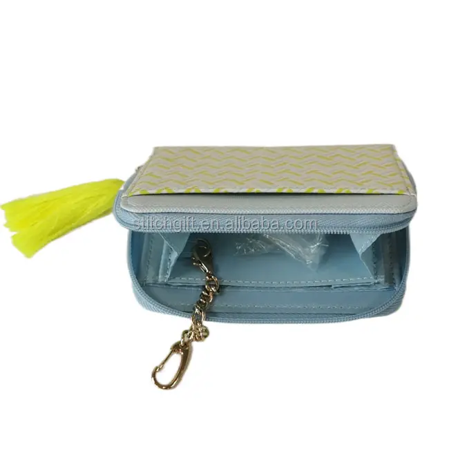 Fashion tassel original zipper key wallet with key chain card holder pouch