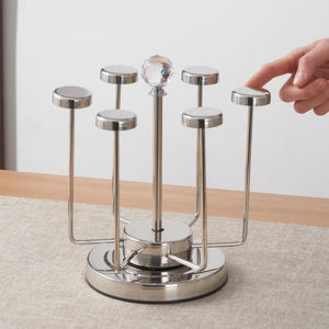 ที่วางถ้วยทองคำสุดหรูพร้อมถาดวางของทรงกลมสำหรับถ้วยชา ใช้ในบ้าน ครัวเรือน พร้อมที่ระบายน้ำ - Product Image 4