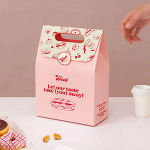 Custom Bake Shop cibo da portare via scatola di carta di imballaggio con il Logo per <span class=keywords><strong>caramelle</strong></span> biscotti ciambelle <span class=keywords><strong>torte</strong></span> - Product Image 2