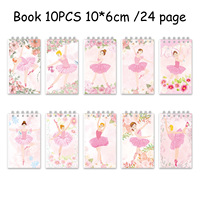 Lot de 10 carnets spirales portables roses motif ballerine, joli carnet de notes à imprimé floral pour étudiants, emballage cadeau en papier pour la vente au détail