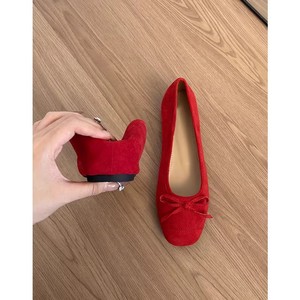 รองเท้าส้นเตารีดหนังแท้สไตล์บัลเล่ต์ลำลองสำหรับผู้หญิงประดับโบว์น่ารักแบบสวม รุ่นใหม่ประจำฤดูใบไม้ผลิปี 2026 - Product Image 1