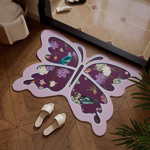 Alfombra de baño con forma de mariposa, diseño floral rojo, antideslizante, absorbente, para baño, entrada, dormitorio, cocina, estudio - Product Image 4