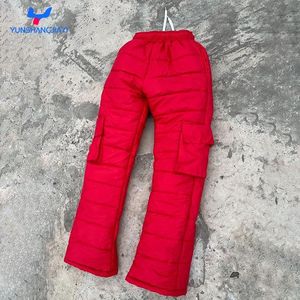 YSJY, pantalones acampanados holgados gruesos y holgados con serigrafía personalizada, pantalones de invierno <span class=keywords><strong>Cargo</strong></span> de nailon con burbujas para hombre - Product Image 4