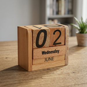 Calendario Perpetuo de Madera, Cubo de Planificación con Fecha Hecha a Mano, Organizador de Escritorio, Decoración para el Hogar y la Oficina - Product Image 3