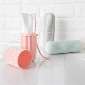 Travel Toothbrush <b>Box</b> Plastic Eco-Friendly <b>Stackable</b> Portable Vertical Stripe Mouthwash & Toothpaste <b>Storage</b> - Product Image 3