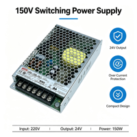 Alimentation à découpage encastrée LRS-150-24 150W avec sortie CC 24V stable à faible ondulation pour caméras de vidéosurveillance et systèmes de surveillance
