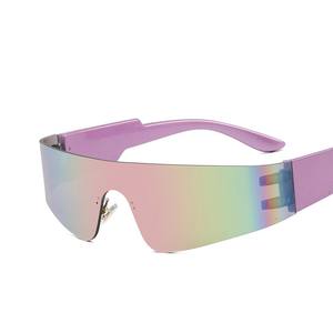 Wholesale Flat Top Shield Fashion Punk Sunglasses Women Y2K <b>Glasses</b> Men Mirror One PCS Eyewear 2023S 90S <b>Aesthetic</b> - Product Image 5