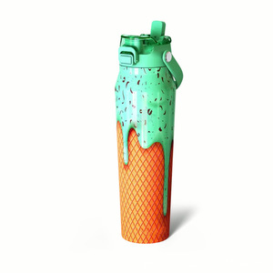 Botella de agua de acero inoxidable de 32 oz con tapa con pajita oculta, libre de BPA, estilo creativo de helado, botella de agua de acero inoxidable con pajita. - Product Image 6