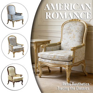 เก้าอี้พักผ่อนหุ้มผ้าสีตามสั่ง โครงไม้มะฮอกกานีแท้ สไตล์วินเทจ สำหรับห้องนั่งเล่น - Product Image 2