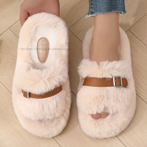 High Quality Customizable Corduroy <b>Slipper</b> for Women Men Fluffy Round Toe Heel for Summer Winter Seasons Direct Manufacturer - Product Image 4