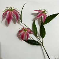 3 Tangkai Bunga Lily Gloriosa Sutra 3D Buatan, Grosir Bunga Palsu untuk Dekorasi Pernikahan, Lorong Pengantin, Latar Panggung, Resepsi