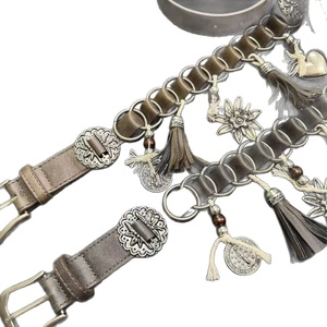 <span class=keywords><strong>Cintura</strong></span> in Ecopelle <span class=keywords><strong>Marrone</strong></span> <span class=keywords><strong>Scuro</strong></span> con Anello a O in Metallo e Ciondolo Intrecciato con Nappina, Stile Western - Product Image 6