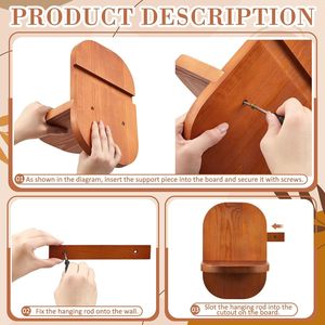 Wooden <b>Wall</b> Mounted <b>Storage</b> Rack Rectangle Shape <b>Hanging</b> Shelf For Home Living Room Decorative Flower And Miscellaneous Items - Product Image 4