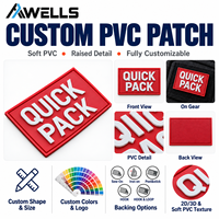 Écusson PVC personnalisé avec logo en lettres en relief, badge en caoutchouc rectangulaire pour vestes, sacs à dos, chapeaux et vêtements de travail AWELLS