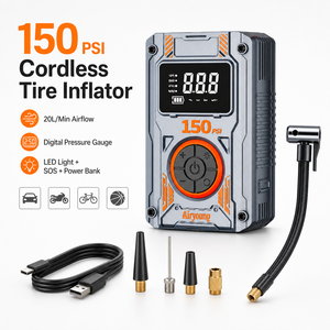 Portable 150 PSI Cordless Tire Inflator 20L/Min Digital Air Compressor Pump with LED SOS <b>Light</b> for Car Motorcycle <b>Bicycle</b> - Product Image 1