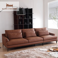 BLAINE Neues Italienisches Modernes Gepolstertes Braunes Echtleder-Sofa-Set mit Holzrahmen, Luxus-Villa-Werkstatt Ecksofa