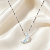 Collier pendentif simple en opale blanche feu de lune en argent 925 pour mariage, fiançailles, cadeau