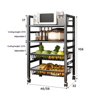 Chariot de rangement alimentaire en acier au carbone résistant à la corrosion, étagère de rangement pour légumes de cuisine, vente en gros
