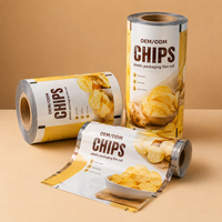 Film plastique d'emballage alimentaire en aluminium personnalisé, film OPP BOPP, emballage pour chips, biscuits, en-cas, film Mylar en rouleau, qualité alimentaire