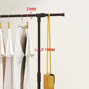 Perchero Metálico de Tres Niveles con Doble Almacenamiento, Perchero Multifuncional Tres en Uno con Ruedas para Sala de Estar - Product Image 6