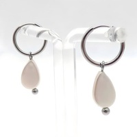 Boucles d'oreilles pendantes en acier inoxydable style français vintage avec perles coquillages et perles facettées en forme de goutte d'eau pour femme