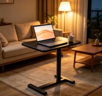 Table de lit mobile réglable en hauteur, table d'étude peu encombrante pour canapé, chevet, chambre et bureau à domicile