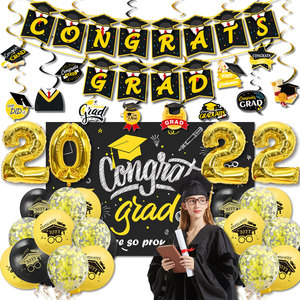 Conjunto <span class=keywords><strong>de</strong></span> decoración para fiesta <span class=keywords><strong>de</strong></span> graduación, sombrero <span class=keywords><strong>de</strong></span> Doctor, bandera, globo con abalorio en espiral, ceremonia <span class=keywords><strong>de</strong></span> graduación, <span class=keywords><strong>2022</strong></span> - Product Image 2