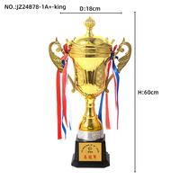 Design créatif Grandes oreilles et capuchon Couronne Prix personnalisé Trophée sportif Tasses Pièces argentées Noir Base haute Youtube Prix Trophée Coupe Métal