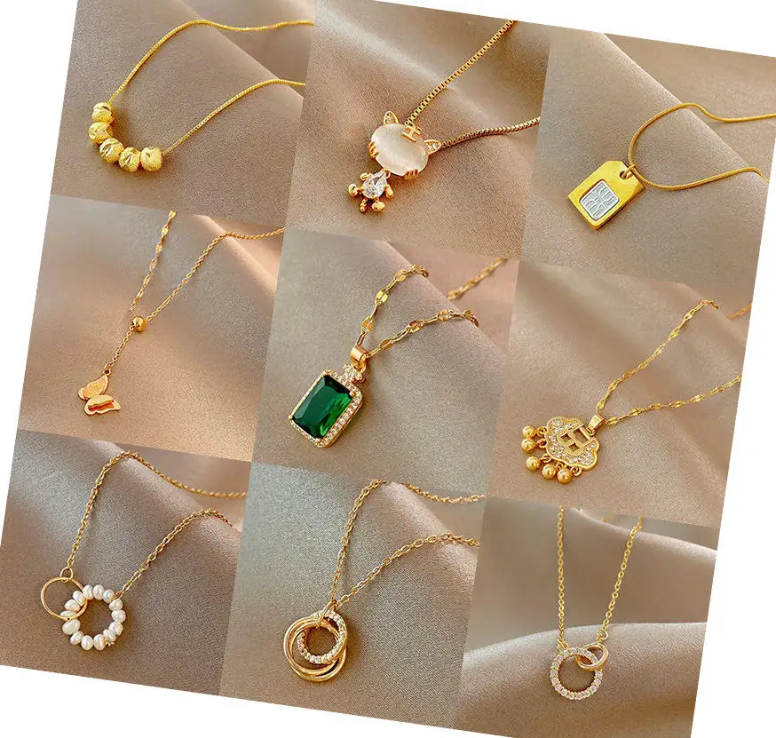 Benutzer definierte Großhandel Trend Modische Halskette Edelstahl 18 Karat Gold Kette Halsketten Anhänger Mode Schmuck Frauen