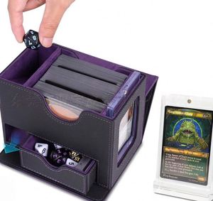 Windowed Pu Leather Waterproof Lightweight Card <b>Box</b> 160+ Magic Gathering Commander Storage Card Holder for Board <b>Game</b> - Product Image 1