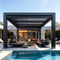 Pergola bioclimatique motorisée en aluminium avec lames orientables, étanche, anti-corrosion, toit électrique réglable pour jardin extérieur ou bord de piscine