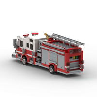 MOC-156284 Camión de Bomberos Pequeño, 6 Módulos, Juego de Bloques de Construcción Educativos, Modelo de Adornos, Ladrillos, Juguetes