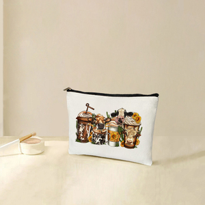 Trousse de <span class=keywords><strong>Maquillage</strong></span> et de Toilette de Voyage Personnalisée à Motif Vaches Western, Cowgirls, Cowboys, Tournesols, Cactus et Ranches - Product Image 1