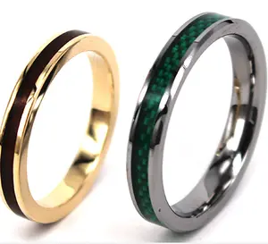 女性のためのコアウッド結婚指輪、カスタムオーダーのカーボンファイバーリングを受け入れる、ファッション20233mm女性ティニー18kゴールドウーマンリング