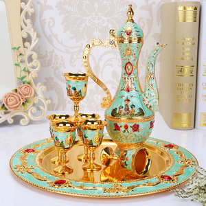 แก้วไวน์เซรามิกเลียนแบบโบราณสไตล์ยุโรป, ขวดไวน์ขาว, ชุดของขวัญแก้วไวน์โลหะผสมดีไซน์สร้างสรรค์ - Product Image 2