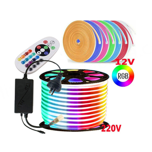 Bande lumineuse LED néon flexible 12V rouge, rose, orange, bleu glacé, RGB 6*12mm, en silicone, à découper, pour lumières de Noël DIY - Product Image 1